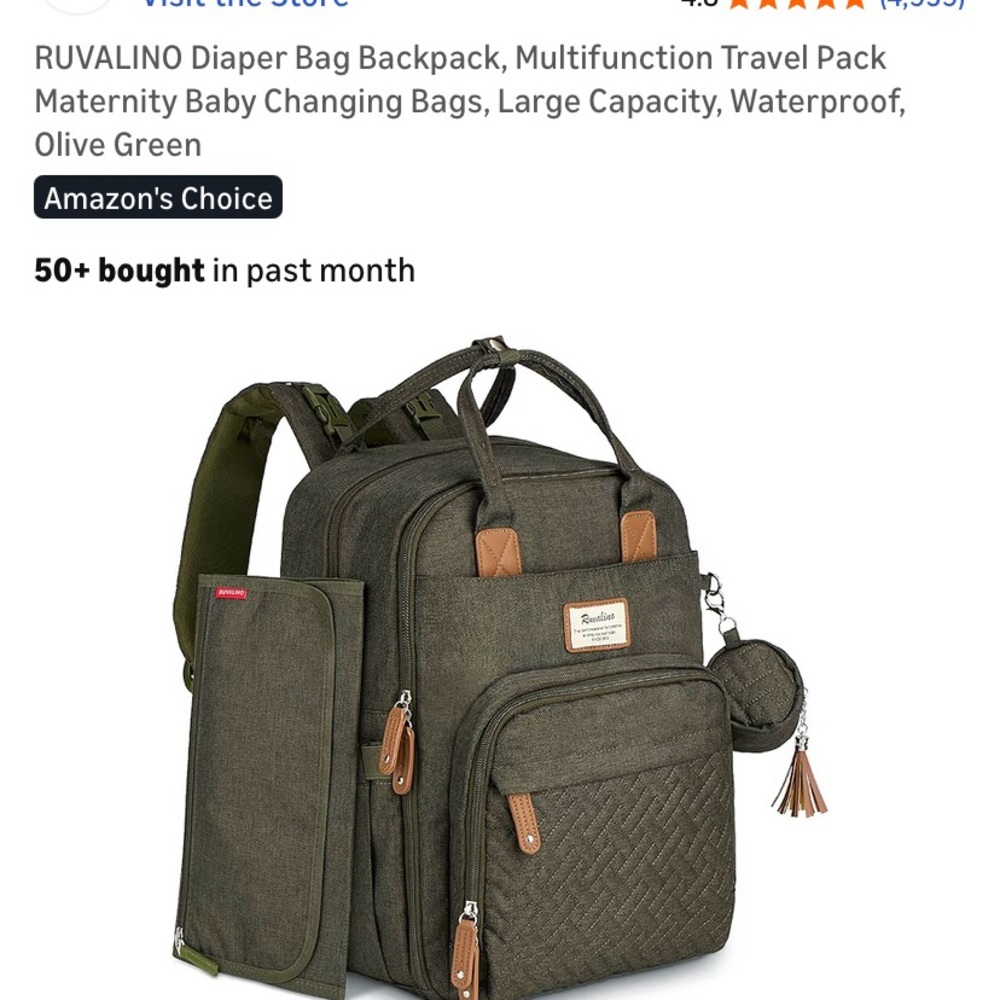 RUVALINO Olive Green Baby Bag Backpack
